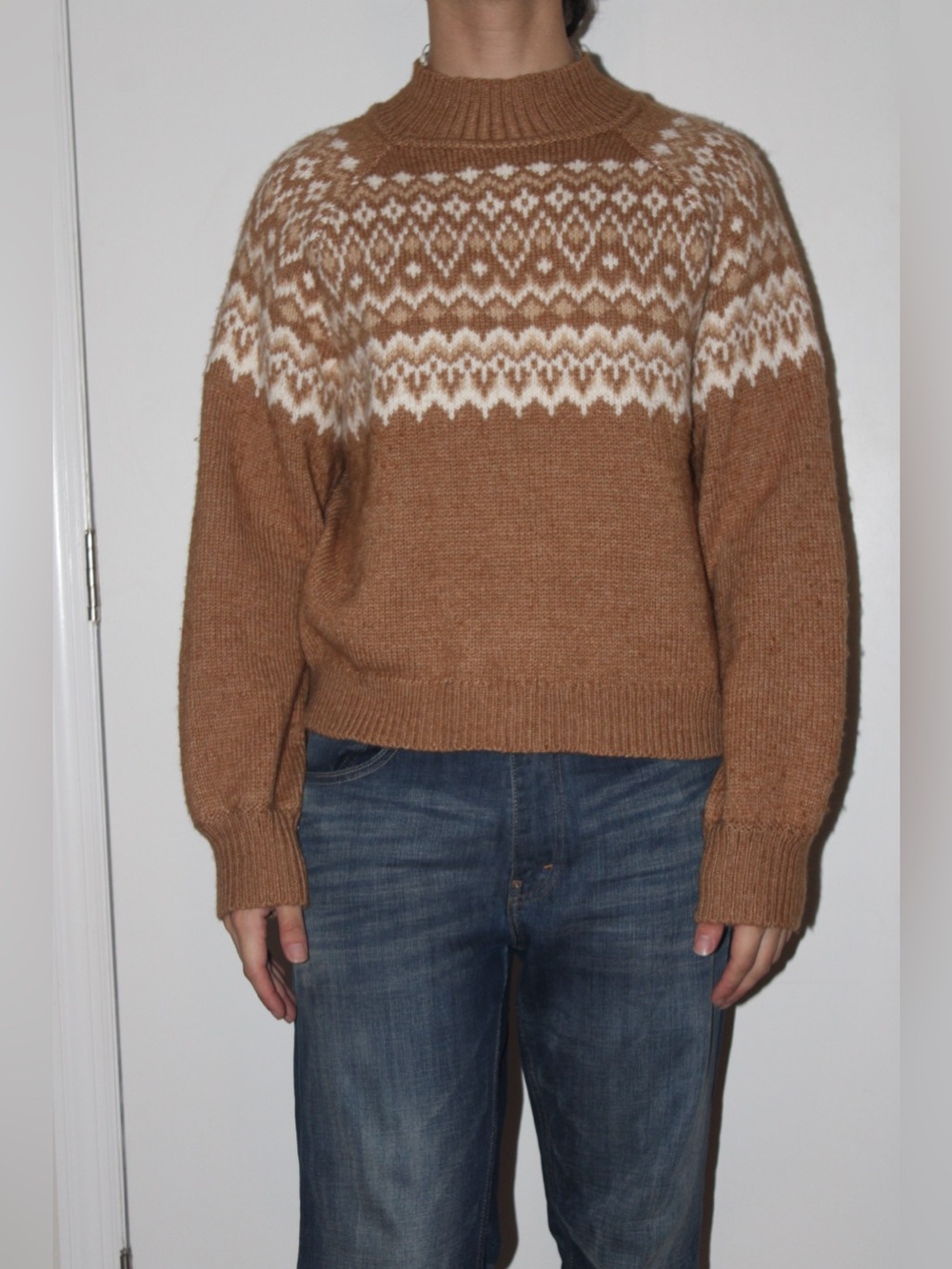 Classic Tan Fair Isle Crewneck Sweater From Gap - Men